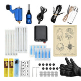 Maxbell Maxbell Complete Tattoo Kit Rotary Tattoo Machine Power Supply Ink Cup Needle Set Blue