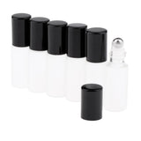 Maxbell Maxbell 6Pcs Empty Perfume Essential Oil Roll on Bottles 5ml Mat Glass Roller Bottle Black