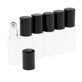 Maxbell Maxbell 6Pcs Empty Perfume Essential Oil Roll on Bottles 5ml Mat Glass Roller Bottle Black