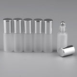 Maxbell Maxbell 6Pcs Empty Perfume Essential Oil Roll on Bottles 5ml Mat Glass Roller Bottle Silver