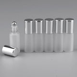Maxbell Maxbell 6Pcs Empty Perfume Essential Oil Roll on Bottles 5ml Mat Glass Roller Bottle Silver