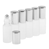 Maxbell Maxbell 6Pcs Empty Perfume Essential Oil Roll on Bottles 5ml Mat Glass Roller Bottle Silver