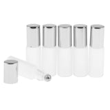 Maxbell Maxbell 6Pcs Empty Perfume Essential Oil Roll on Bottles 5ml Mat Glass Roller Bottle Silver