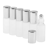Maxbell Maxbell 6Pcs Empty Perfume Essential Oil Roll on Bottles 5ml Mat Glass Roller Bottle Silver