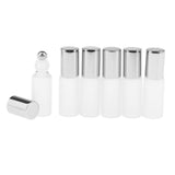 Maxbell Maxbell 6Pcs Empty Perfume Essential Oil Roll on Bottles 5ml Mat Glass Roller Bottle Silver