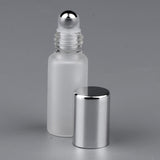 Maxbell Maxbell 6Pcs Empty Perfume Essential Oil Roll on Bottles 5ml Mat Glass Roller Bottle Silver