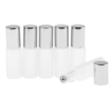 Maxbell Maxbell 6Pcs Empty Perfume Essential Oil Roll on Bottles 5ml Mat Glass Roller Bottle Silver