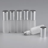Maxbell Maxbell 6Pcs Empty Perfume Essential Oil Roll on Bottles 5ml Mat Glass Roller Bottle Silver