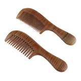 Maxbell Maxbell Women Antistatic Natural Green Sandalwood Long Handle Hair Comb Fine Tooth