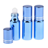 Maxbell Maxbell 3Pcs Empty Roll on Bottles 5ml Glass Roller Bottle for Perfume Essential Oil Blue