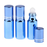 Maxbell Maxbell 3Pcs Empty Roll on Bottles 5ml Glass Roller Bottle for Perfume Essential Oil Blue