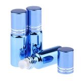 Maxbell Maxbell 3Pcs Empty Roll on Bottles 5ml Glass Roller Bottle for Perfume Essential Oil Blue