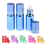 Maxbell Maxbell 3Pcs Empty Roll on Bottles 5ml Glass Roller Bottle for Perfume Essential Oil Blue