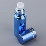 Maxbell Maxbell 3Pcs Empty Roll on Bottles 5ml Glass Roller Bottle for Perfume Essential Oil Blue