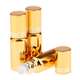 Maxbell Maxbell 3Pcs Empty Roll on Bottles 5ml Glass Roller Bottle for Perfume Essential Oil Golden