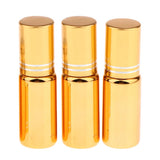 Maxbell Maxbell 3Pcs Empty Roll on Bottles 5ml Glass Roller Bottle for Perfume Essential Oil Golden