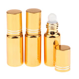 Maxbell Maxbell 3Pcs Empty Roll on Bottles 5ml Glass Roller Bottle for Perfume Essential Oil Golden