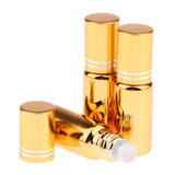 Maxbell Maxbell 3Pcs Empty Roll on Bottles 5ml Glass Roller Bottle for Perfume Essential Oil Golden