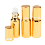 Maxbell Maxbell 3Pcs Empty Roll on Bottles 5ml Glass Roller Bottle for Perfume Essential Oil Golden
