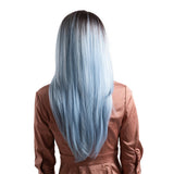 Maxbell Maxbell 24inch Fashion Long Curly Hair Synthetic Wig Women Cosplay Black Ombre Blue