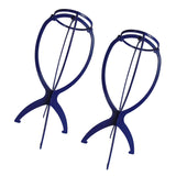 Maxbell Maxbell 2pcs Wig Drying Stand Holder Plastic Folding Wig Dryer Hat Display Rack Blue