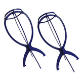 Maxbell Maxbell 2pcs Wig Drying Stand Holder Plastic Folding Wig Dryer Hat Display Rack Blue