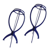 Maxbell Maxbell 2pcs Wig Drying Stand Holder Plastic Folding Wig Dryer Hat Display Rack Blue