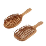 Maxbell Maxbell Natural Bamboo Paddle Hairbrush Massage No Static Cushion Brush Comb Round