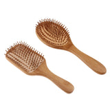 Maxbell Maxbell Natural Bamboo Paddle Hairbrush Massage No Static Cushion Brush Comb Round