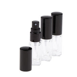 Maxbell Maxbell 3x 3ml Empty Glass Spray Bottle Pump Fine Mist Perfume Atomiser Black Caps