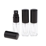 Maxbell Maxbell 3x 3ml Empty Glass Spray Bottle Pump Fine Mist Perfume Atomiser Black Caps