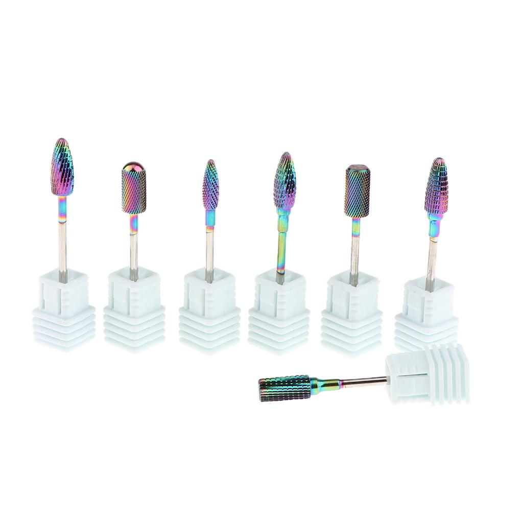 Maxbell Maxbell 7pcs Nail Files Drill Bit Acrylic UV Gels Removing Manicure Grinding Head Rainbow