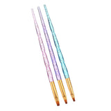Maxbell Maxbell 3Pcs Flat UV Gel Brushes Picker Nail Art DIY Acrylic Brush Manicure Tools