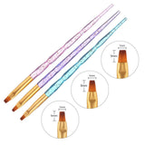 Maxbell Maxbell 3Pcs Flat UV Gel Brushes Picker Nail Art DIY Acrylic Brush Manicure Tools