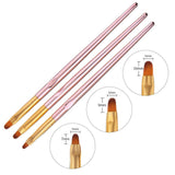 Maxbell Maxbell 3Pcs Flat UV Gel Brushes Nail Art DIY Acrylic Painting Brush Manicure Tools