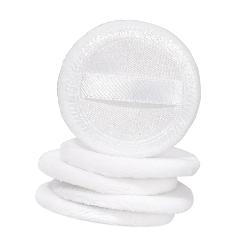 Maxbell Maxbell 5Pcs Cotton Makeup Powder Puff with Strap Blush Loose Powder Blending Puff White