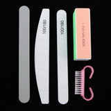 Maxbell Maxbell 5x 100/180 Grit 2 Sided Nail Files Emery Board 4 Way Buffer Block Brush Set
