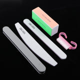 Maxbell Maxbell 5x 100/180 Grit 2 Sided Nail Files Emery Board 4 Way Buffer Block Brush Set