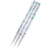 Maxbell Maxbell 3pcs Nail Art UV Gel Polish Painting Brushes Drawing Detailing Brush Silver