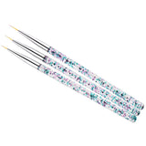 Maxbell Maxbell 3pcs Nail Art UV Gel Polish Painting Brushes Drawing Detailing Brush Silver