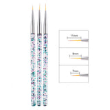 Maxbell Maxbell 3pcs Nail Art UV Gel Polish Painting Brushes Drawing Detailing Brush Silver