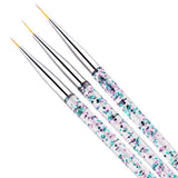 Maxbell Maxbell 3pcs Nail Art UV Gel Polish Painting Brushes Drawing Detailing Brush Silver
