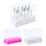 Maxbell 10 Holes Nail Drill Bits Holder Stand Organizer Case Display Storage Box 2x