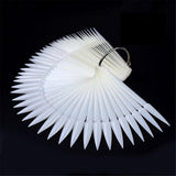 Maxbell Maxbell 50pcs Fan Shape Nail Art Tips Display Ring Polish Board Practice Sticks Clear