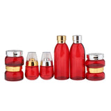 Maxbell Maxbell 120ml Empty Glass Bottle Sample for Makeup Cosmetic Cream Lotion Red Golden