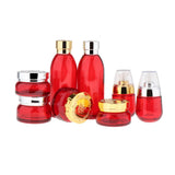 Maxbell Maxbell 120ml Empty Glass Bottle Sample for Makeup Cosmetic Cream Lotion Red Golden