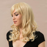 Maxbell 22'' Women Long Curly Wavy  Wig Heat Resistant Huamn Hair Wigs w/ Bang