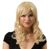 Maxbell 22'' Women Long Curly Wavy  Wig Heat Resistant Huamn Hair Wigs w/ Bang