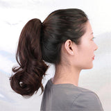 Maxbell Clip in Wavy Ponytail Hair Extensions Synthetic Curly Daily Hairpiece Brown