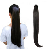 Maxbell Women Long Synthetic Ponytail Clip in Hair Extension Hairpiece Black 62cm Straight